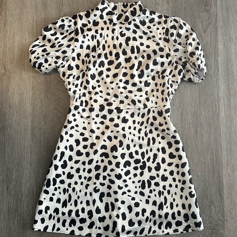 Chic Black and White Animal Print Dress